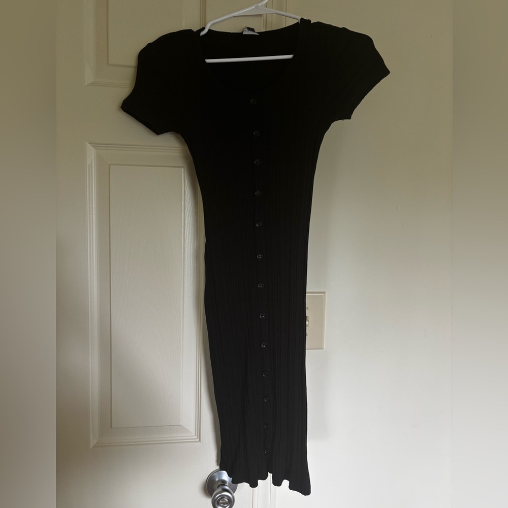 New Look Black Button-Down Dress Stretchy Bodycon
